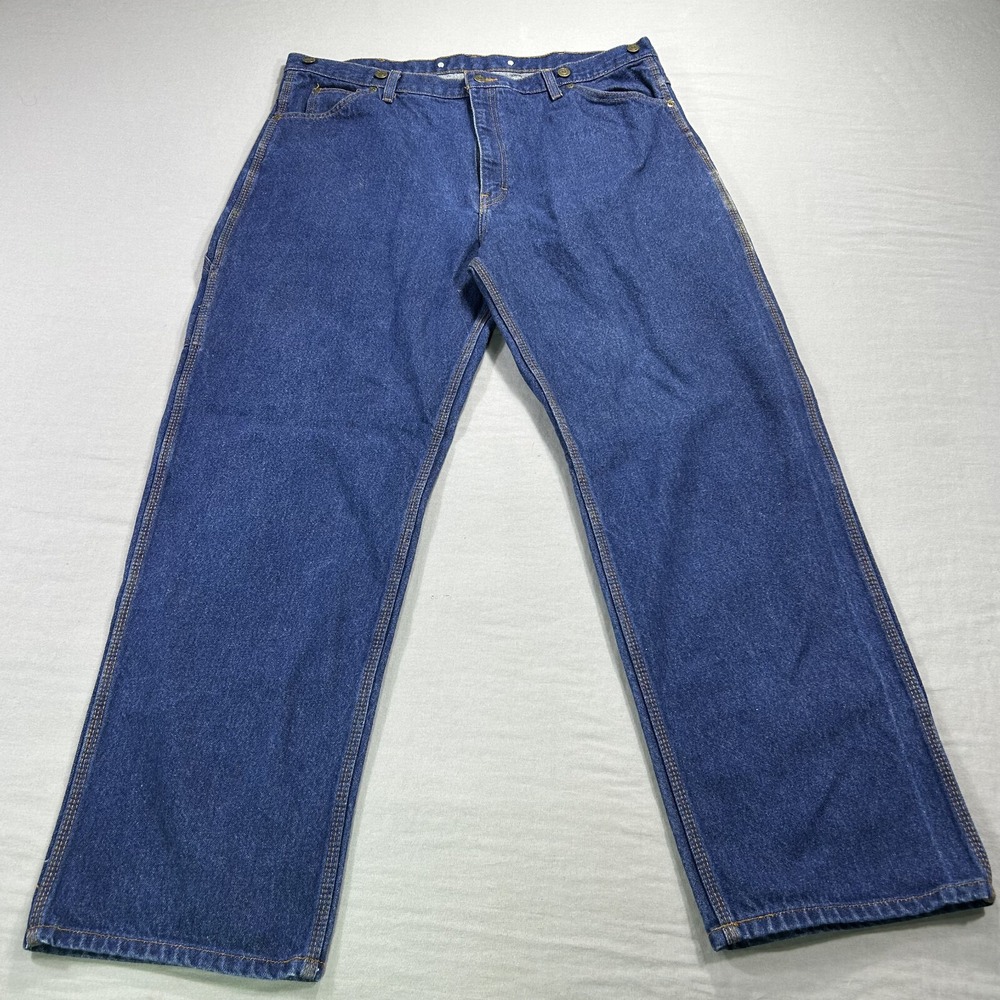 VTG Key Jeans‎ Mens 38x31 Blue Denim Carpenter Relaxed Suspender Buttons